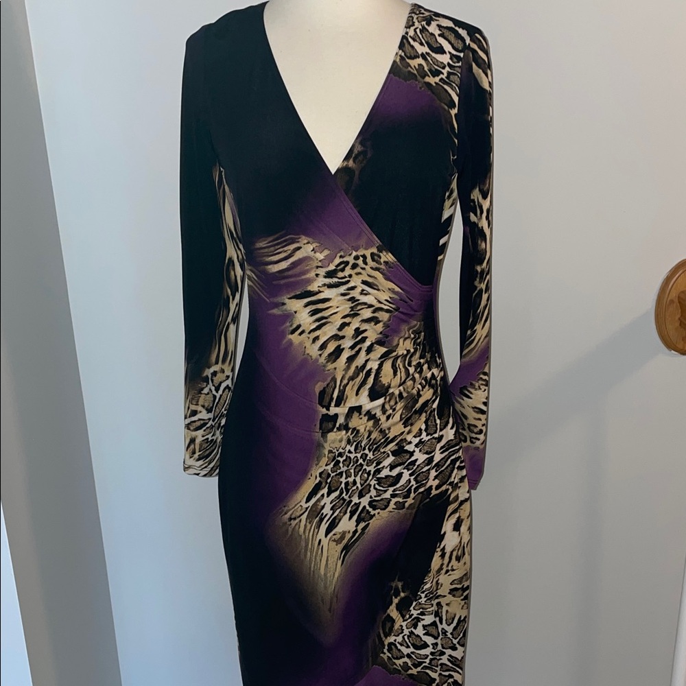 Frank Lyman Design Animal Print Dress with Purple Highlights